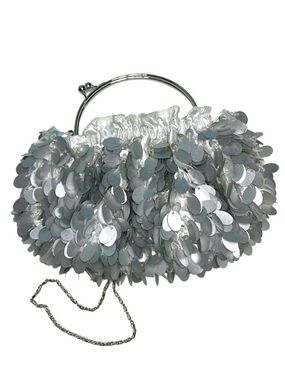 90's KISS LOCK METAL handle with chain Silver sequins clear beads